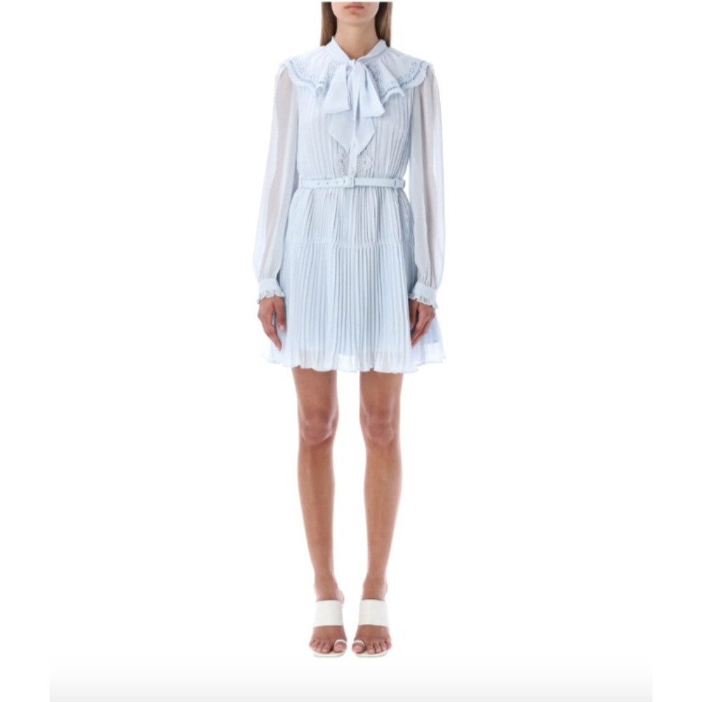Self Portrait Dress Broderie Collar Chiffon Mini